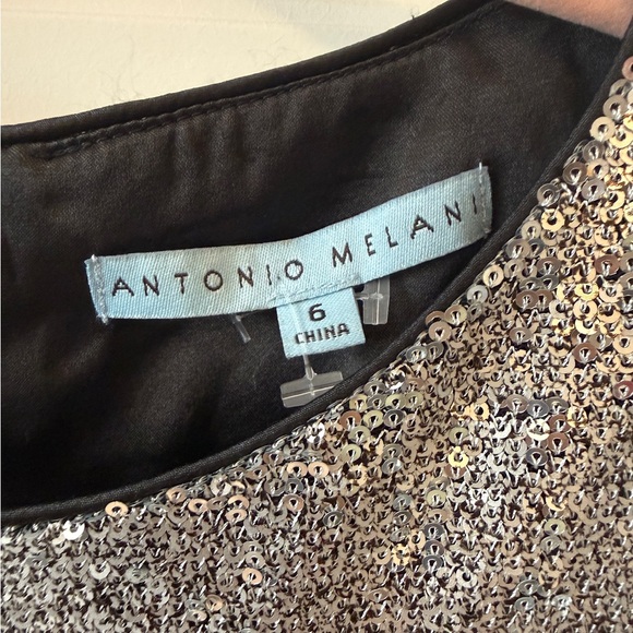 ANTONIO MELANI Silver Sequin Puff-Sleeve Top - Picture 5 of 6